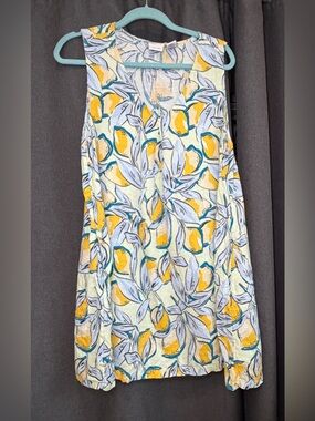 Rachel Zoe | lemon print sleeveless dress 100% linen